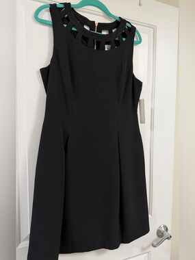 Eliza J Black Sleeveless Mini Dress with Cage-Neck